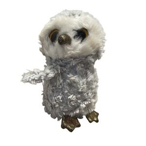 Ty Beanie Boo Owlette The Owl Plush Stuffed Animal Toy Gold Glitter Eyes 6"‎